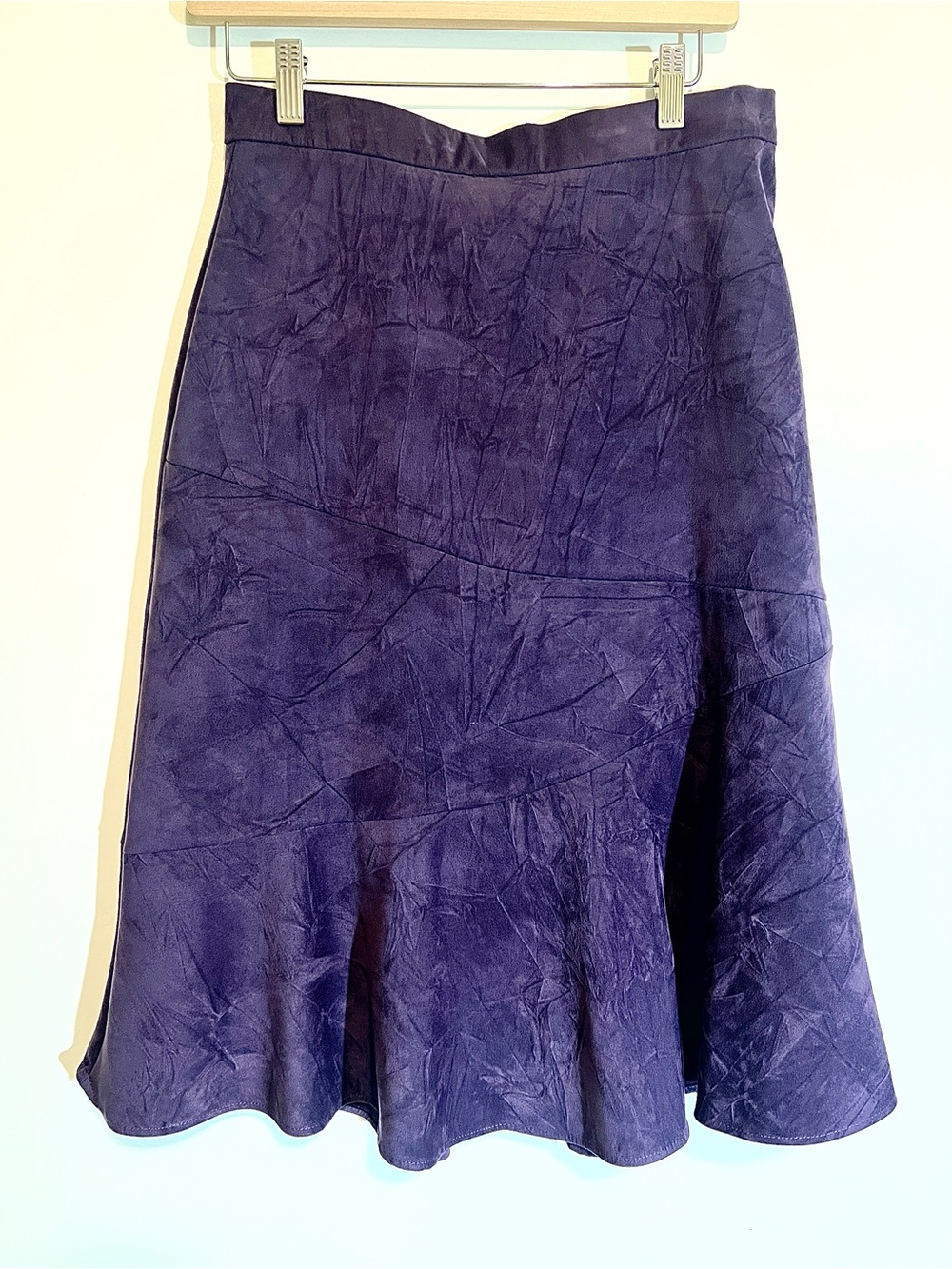 ✨ whimsigoth Vintage Zoé Purple Paneled Faux-Suede Midi Skirt ✨